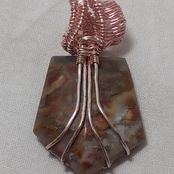 Pentagon Shaped Crazy Lace Agate Pendant - Picture 1 of 8